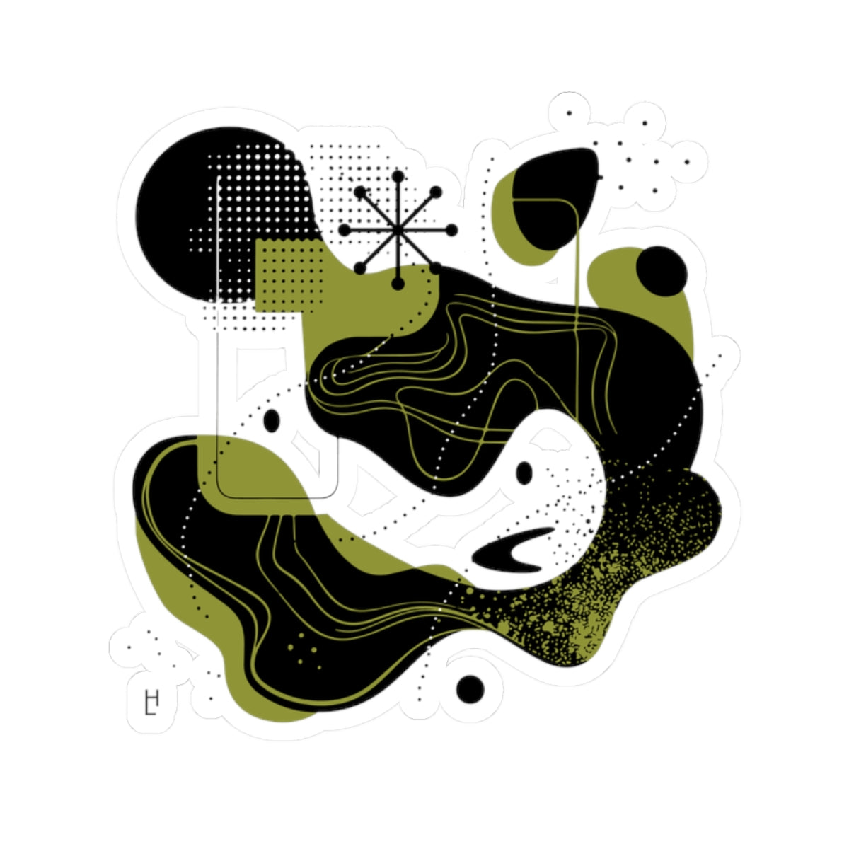 Abstract Design (Green & Black), Kiss-Cut Stickers