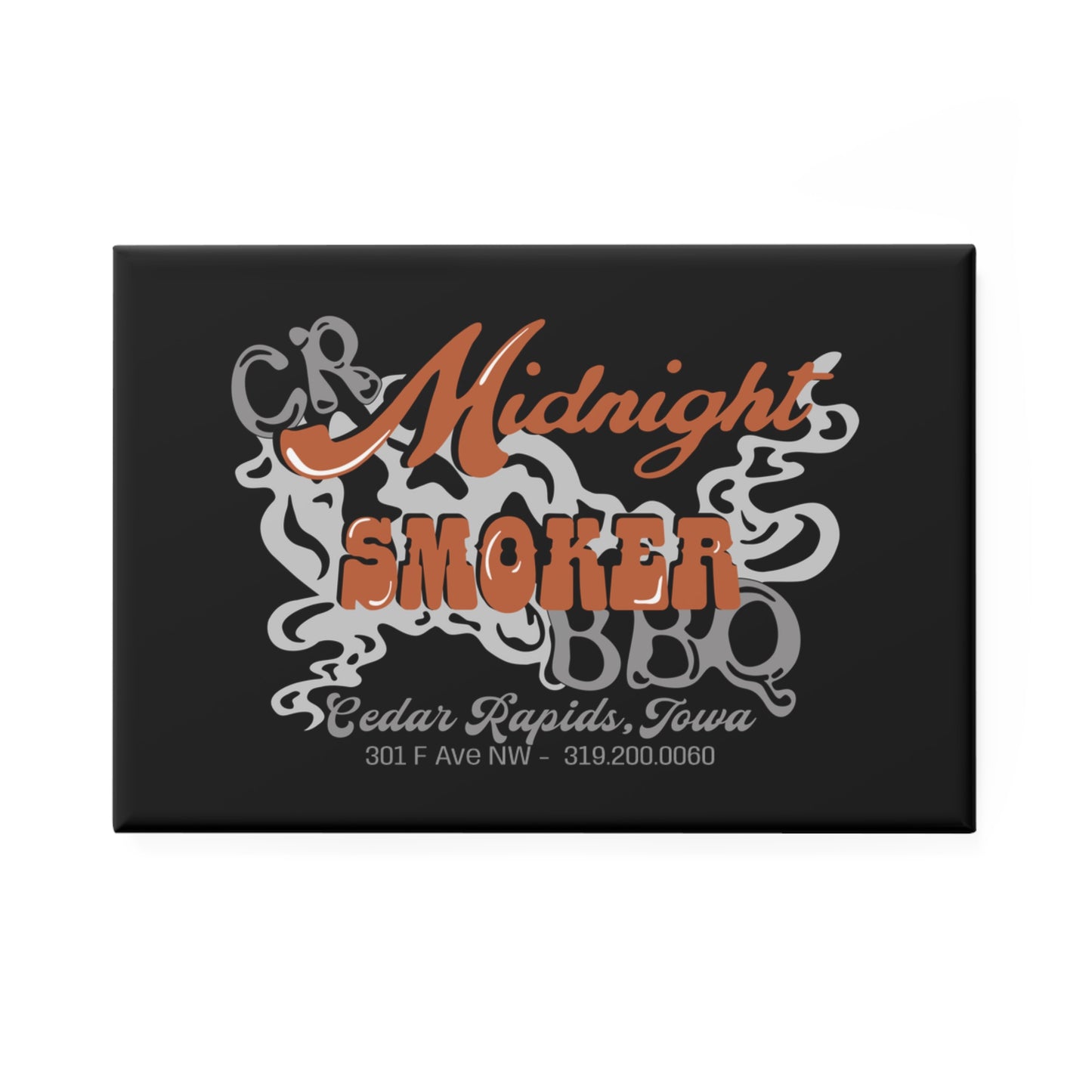 Midnight Smoker Rectangle Magnet — BBQ Shop Logo Fridge Magnet