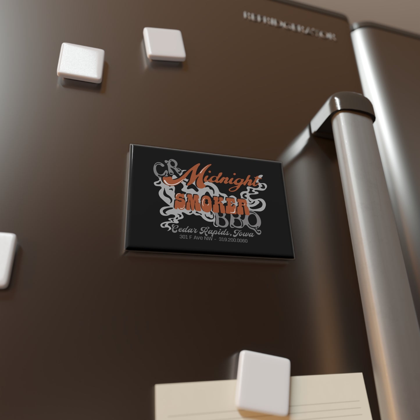 Midnight Smoker Rectangle Magnet — BBQ Shop Logo Fridge Magnet