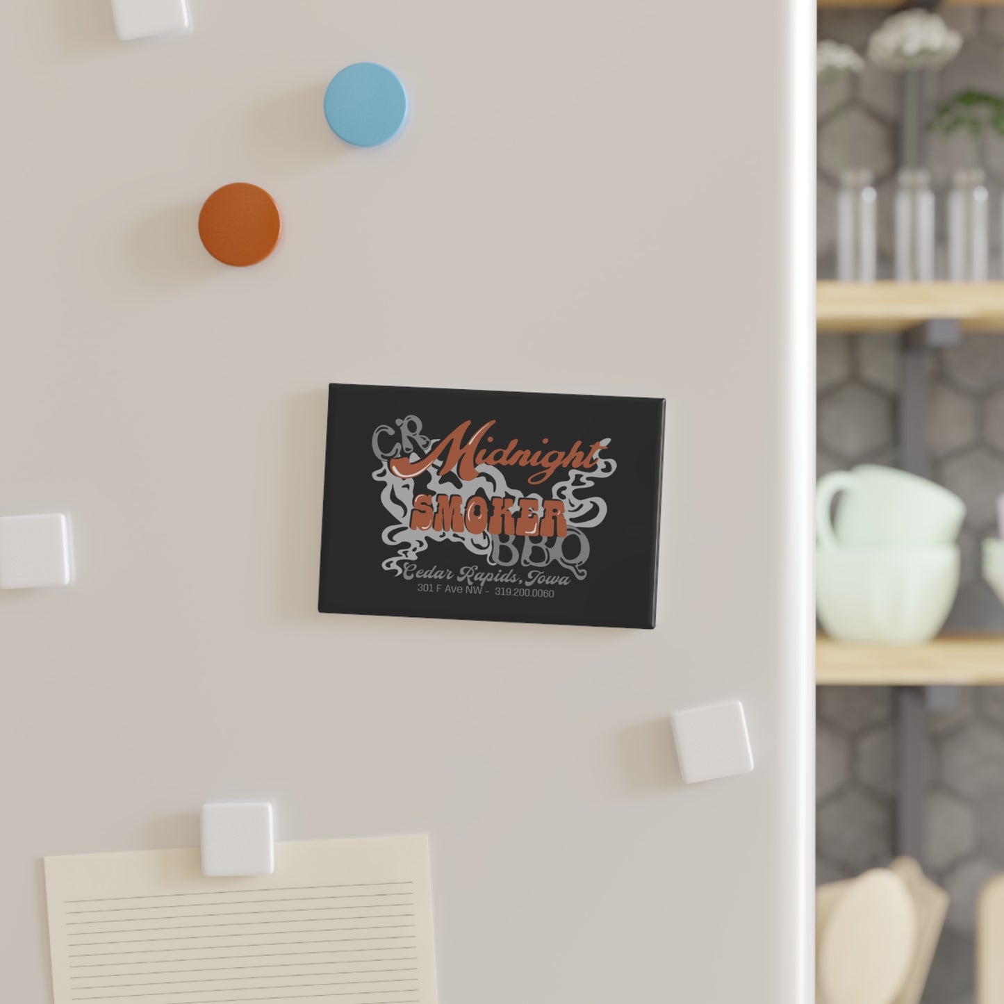 Midnight Smoker Rectangle Magnet — BBQ Shop Logo Fridge Magnet